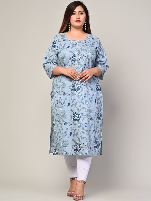 

Swasti Women White Floral Printed Mirror Work Floral Pathani Kurta