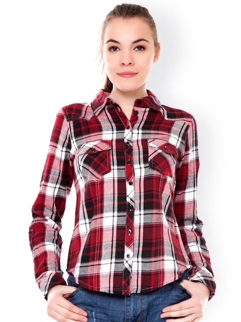 

pink woman Women Red & White Checked Shirt