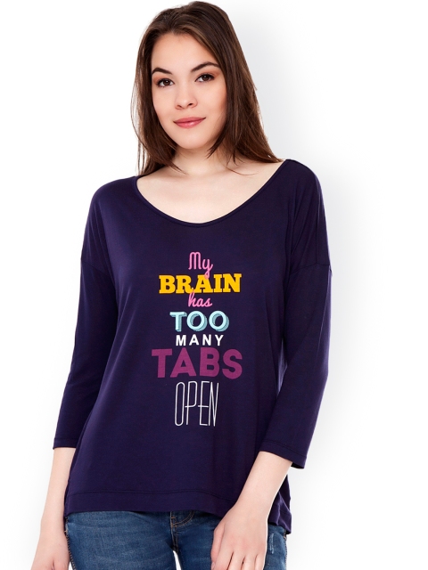 

pink woman Navy Blue Printed T-shirt