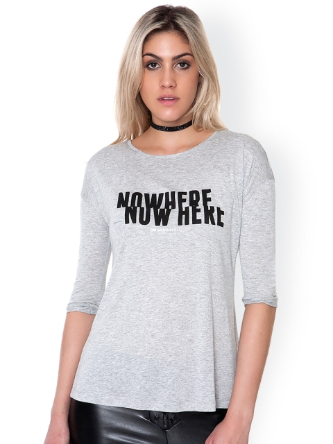 

pink woman Grey Melange Printed T-shirt