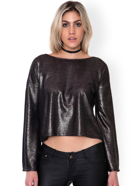 

pink woman Black Crop Top