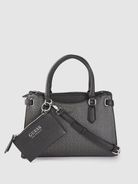 

GUESS Charcoal Grey Brand Logo Print Structured Handheld Bag