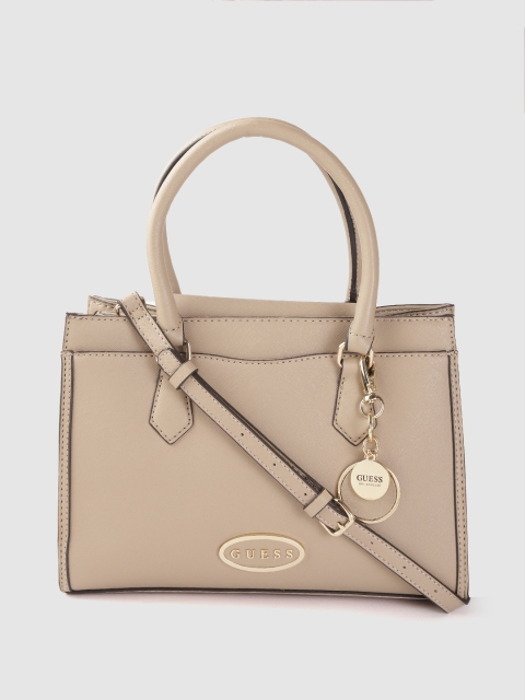 

GUESS Beige Solid Structured Handheld Bag