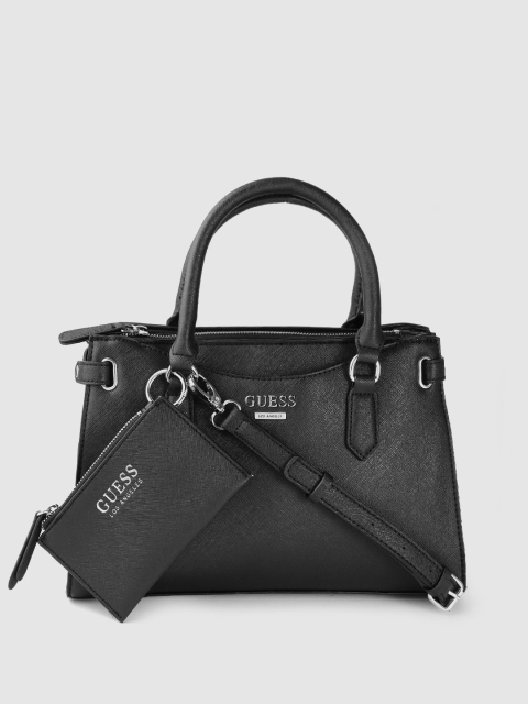 

GUESS Black Solid Structured Handheld Bag