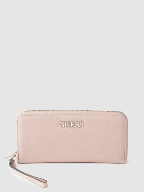 

GUESS Women Beige Solid Zip Around Wallet