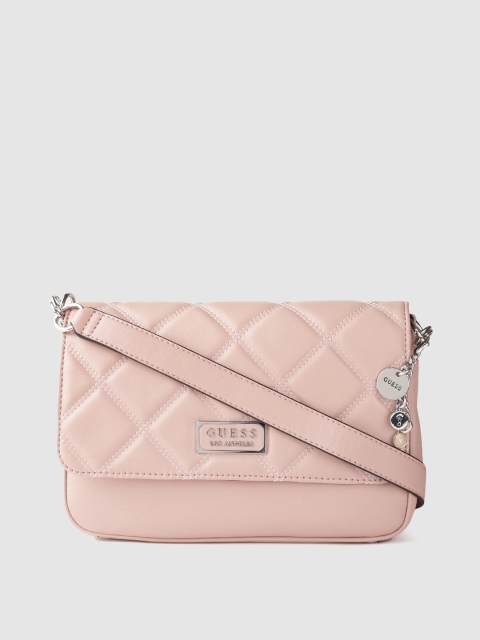 

GUESS Women Dusty Pink Solid Structured Sling Bag with Quilted, Rose