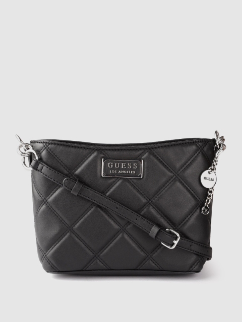 

GUESS Women Black Structured Sling Bag with Quilted