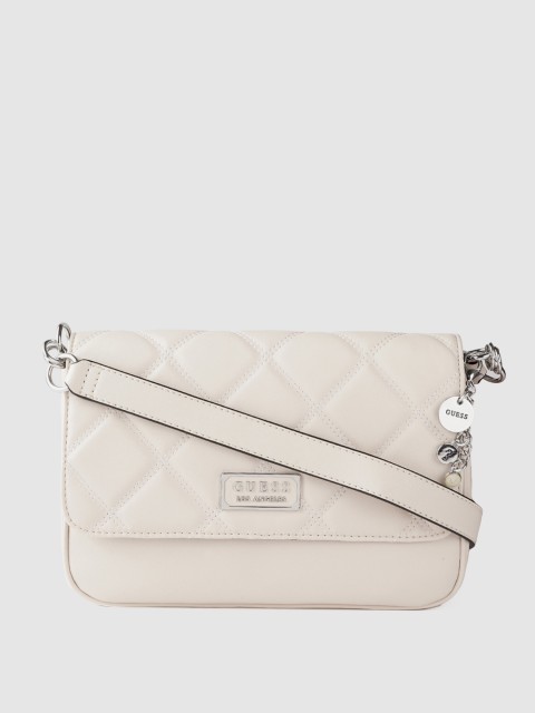 

GUESS Cream-Coloured PU Shopper Sling Bag with Quilted Detail