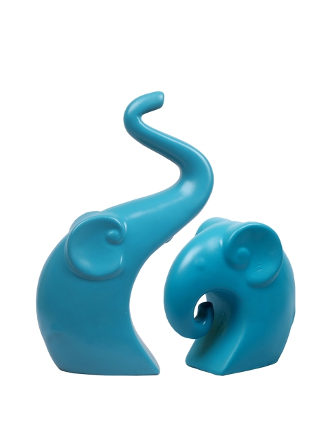 

TANSHA QUO Blue Mother Elephant with Baby Showpiece
