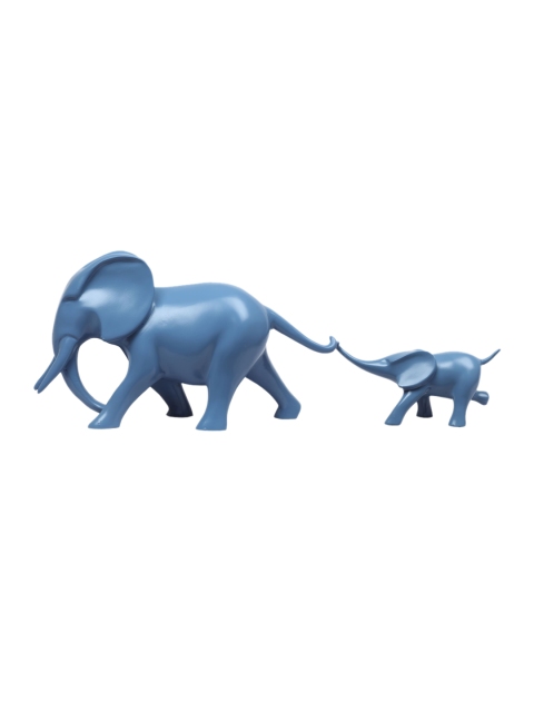 

TANSHA QUO Blue Mom & Baby Elephant Showpieces