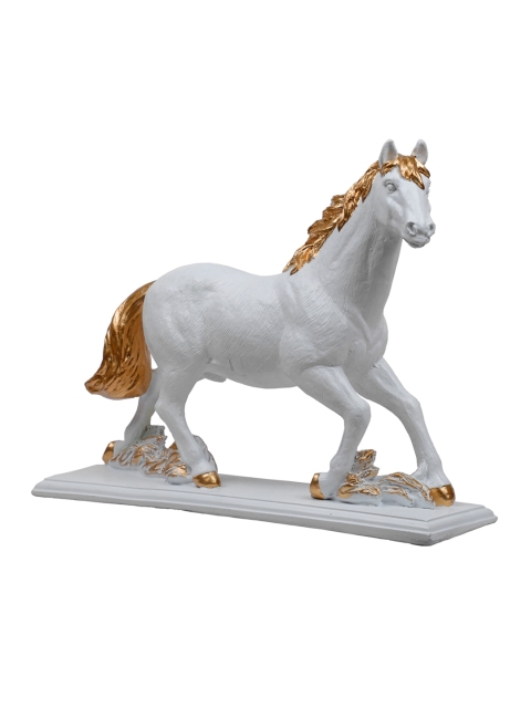 

TANSHA QUO White & Gold-toned Solid Horse Sculpture Figurine Showpiece