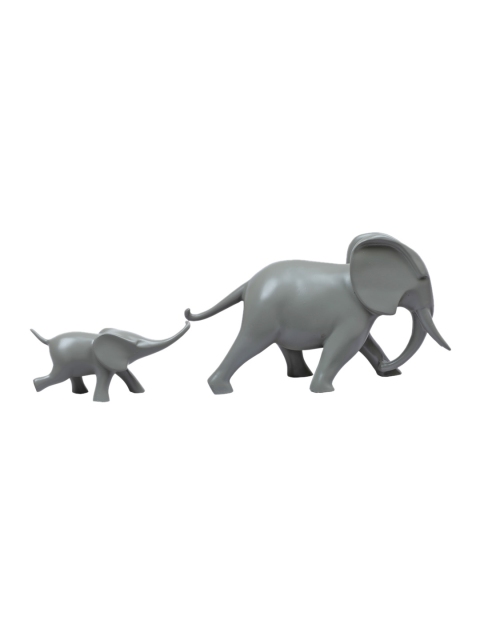 

TANSHA QUO Grey Solid Mom and Baby Elephant Resin Animal Figurine ShowpiecesShowpieces