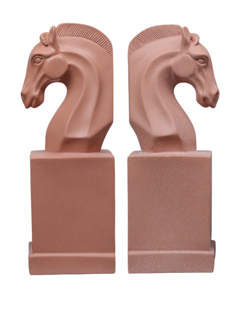 

TANSHA QUO Peach-Coloured Horse Head Bookend Showpieces