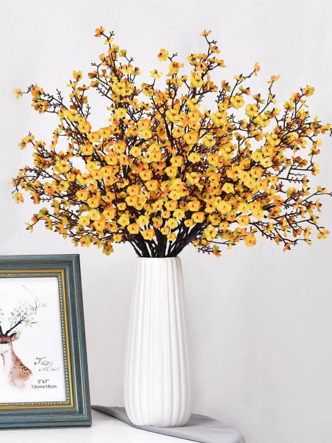 

TIED RIBBONS Set of 5 Yellow & White Artificial Gypsophilia Flower Bunches