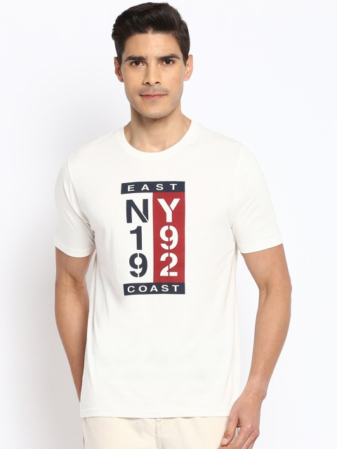 

R&B Men White Typography Printed Applique Slim Fit T-shirt