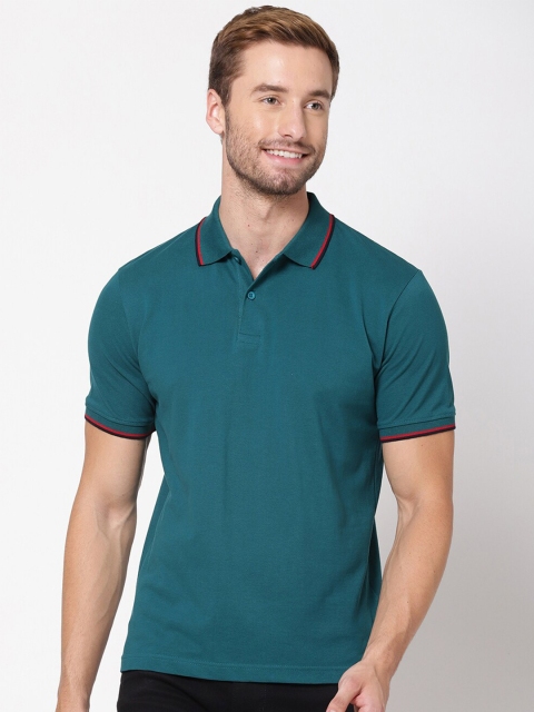 

R&B Men Green Polo Collar T-shirt