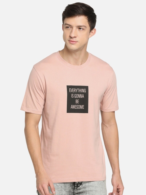 

R&B Men Pink Typography Slim Fit T-shirt