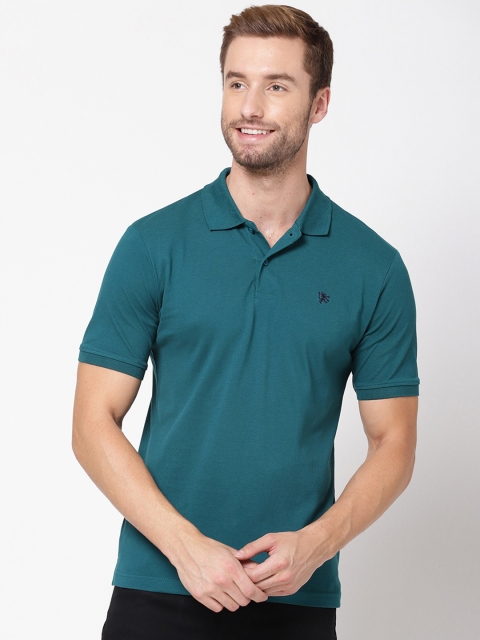 

R&B Men Green Mandarin Collar T-shirt