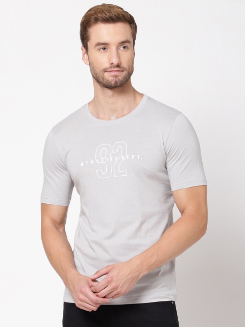 

R&B Men Grey Typography Printed Raw Edge T-shirt