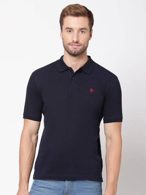 

R&B Men Navy Blue Polo Collar T-shirt