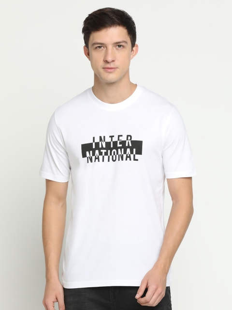 

R&B Men White Typography Printed Slim Fit T-shirt
