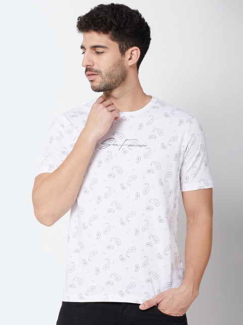 

R&B Men White Printed T-shirt