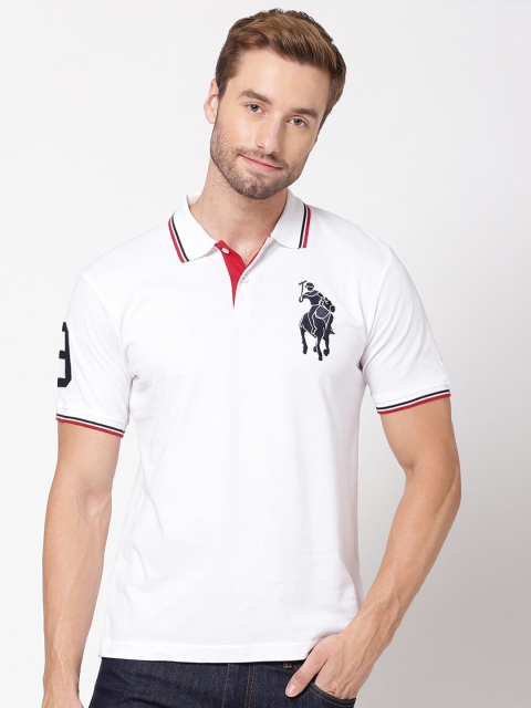 

R&B Men White Polo Collar Applique T-shirt
