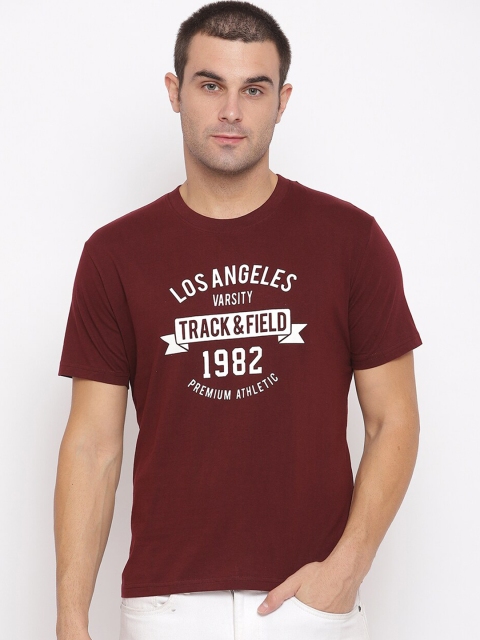 

R&B Men Purple Typography Printed Applique Slim Fit T-shirt