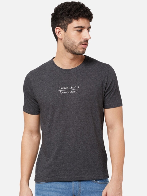 

R&B Men Grey Slim Fit T-shirt