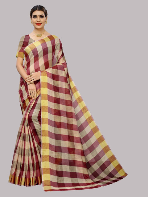 

Fashion Basket Maroon & Grey Geometric Printed Saree