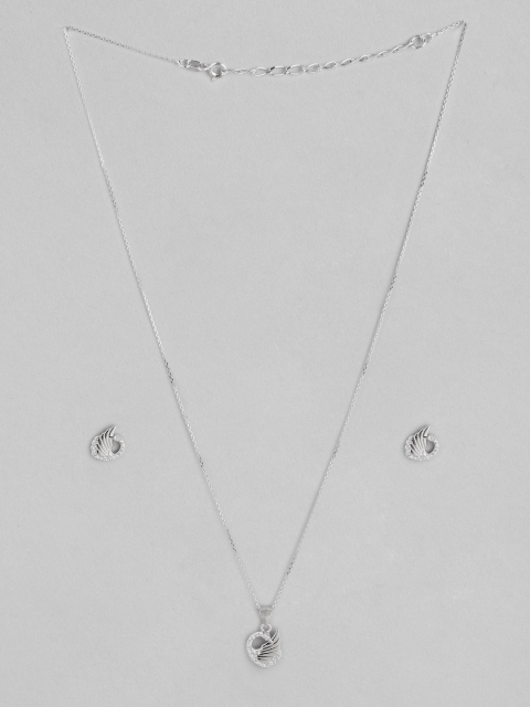 

Zavya Women 925 Sterling Silver Stone Studded Rhodium-Plated Necklace with Earrings