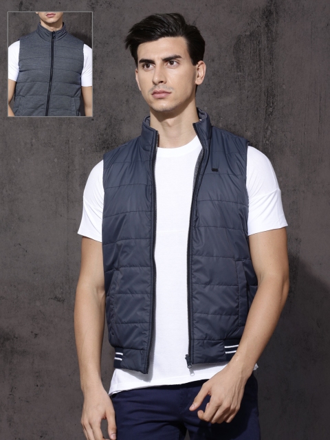 

Roadster Men Blue Solid Reversible Puffer Jacket