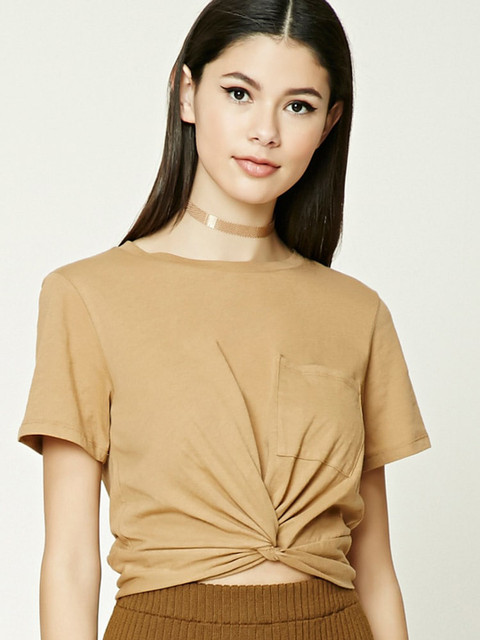 

FOREVER 21 Women Brown Solid Top