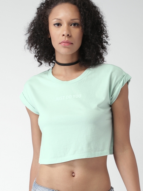 

FOREVER 21 Women Green Solid Crop Top