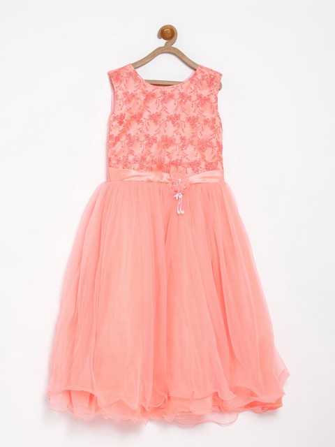 

V2 Value & Variety Peach-Coloured Net Dress