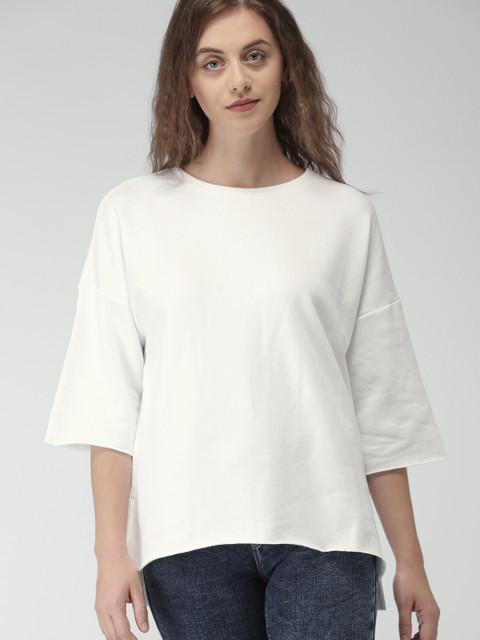 

FOREVER 21 Women White Solid Top