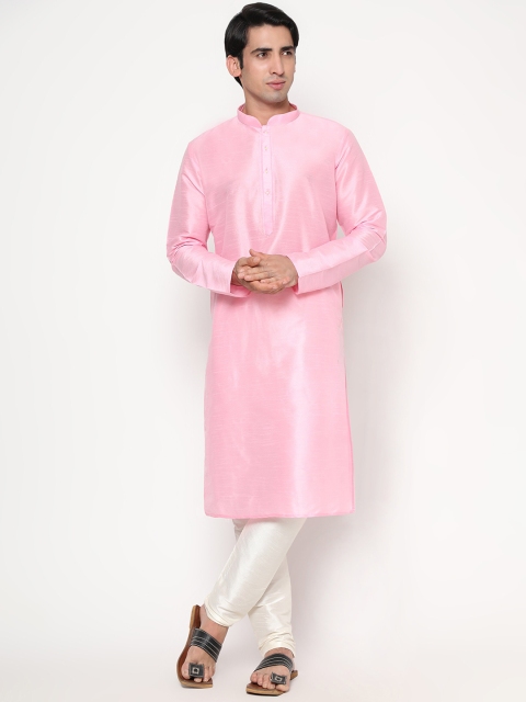 

Endues Men Pink Jacquard Kurta