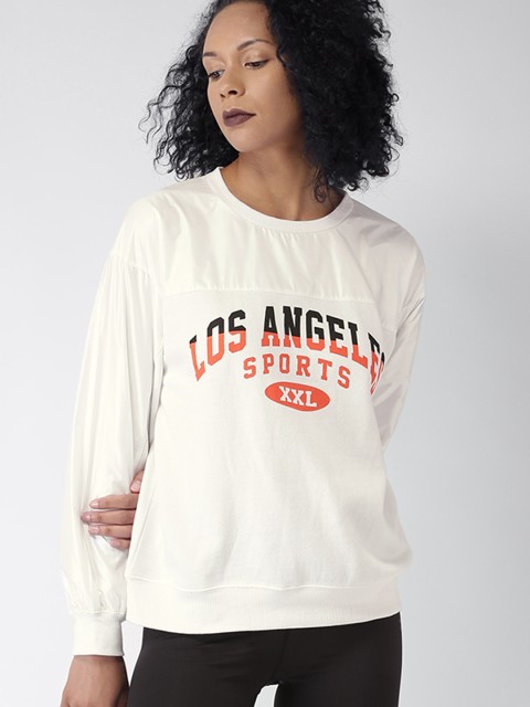 

FOREVER 21 Women Off-White Printed Sweatshirt