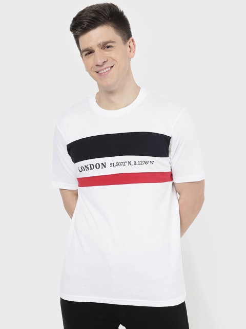 

R&B Men White Typography Applique T-shirt