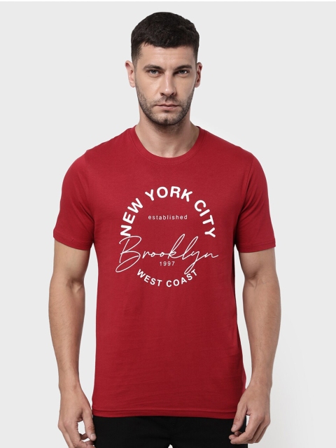 

R&B Men Red Typography Printed T-shirt