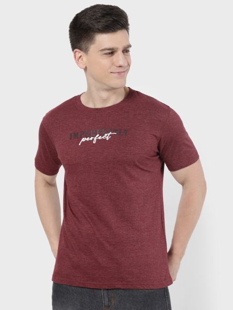 

R&B Men Maroon Typography T-shirt