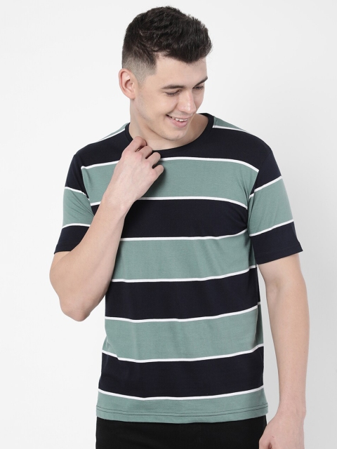 

R&B Men Green Striped T-shirt