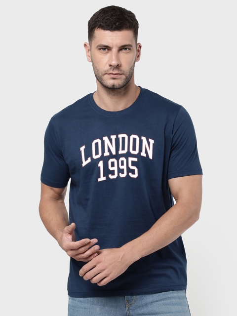 

R&B Men Blue Typography T-shirt