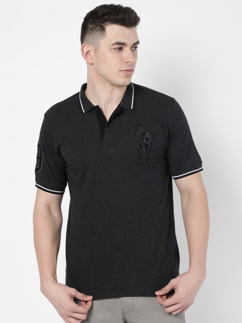 

R&B Men Grey Polo Collar T-shirt