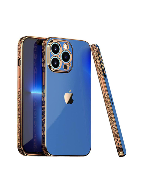 

TREEMODA Blue Solid Embossed iPhone 12 Pro Back Case