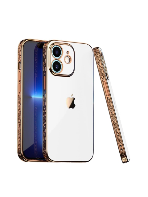 

TREEMODA White & Gold-Toned Electroplated Embossed iPhone 11 Back Phone Case