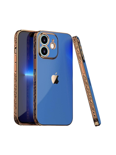 

TREEMODA Blue Electroplated Embossed Edge Apple iPhone 12 Silicone Back Case