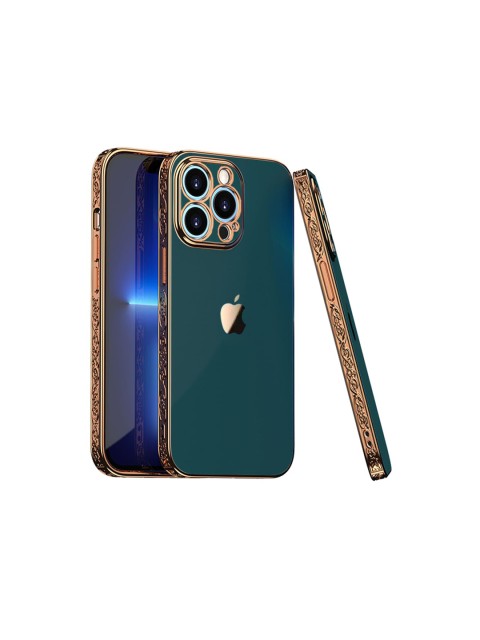 

TREEMODA Green Solid Embossed iPhone 12 Pro Max Back Case
