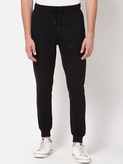 

R&B Men Black Solid Cotton Slim Fit Jogger Track Pant
