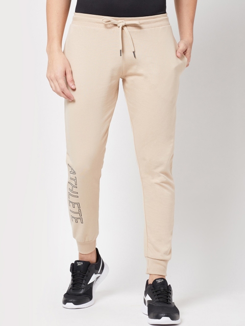 

R&B Men Beige Solid Slim-Fit Cotton Joggers